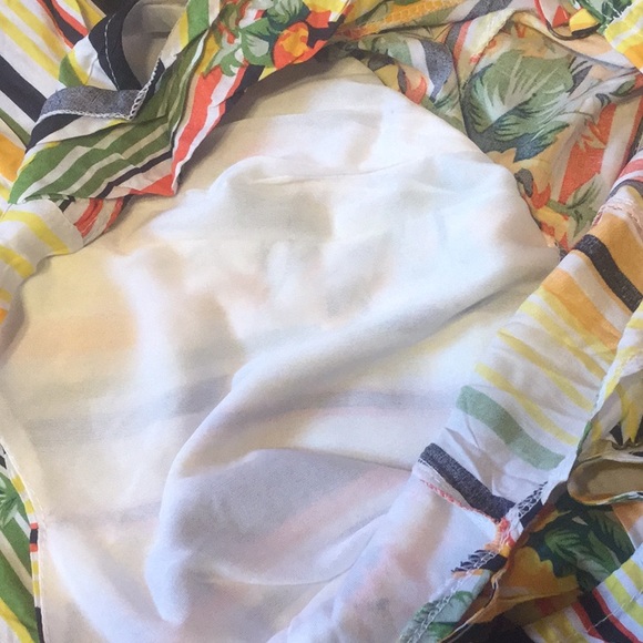 YELLOW FLORAL COLD SHOULDER STRIPE DRESS - Picture 7 of 8